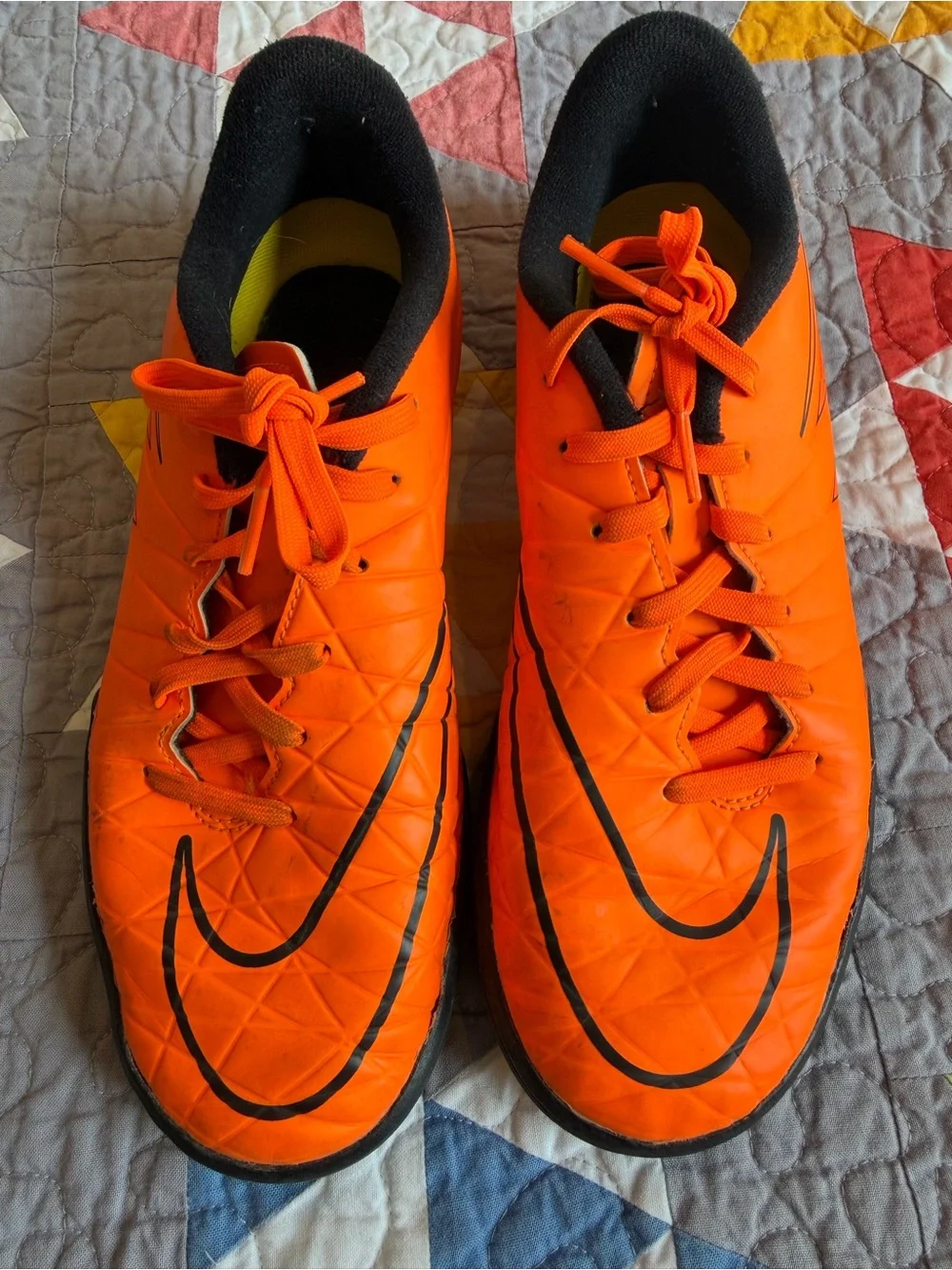 Nike Bright Orange Indoor Soccer Shoes with Black Swoosh
